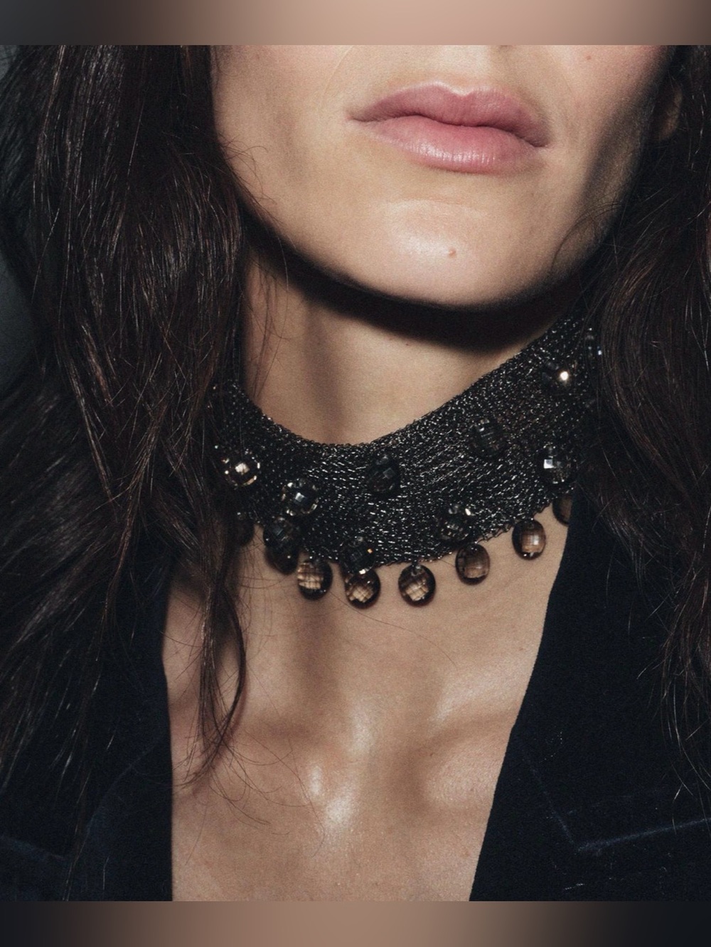 Nwt- Zara- Mesh Crystal Choker